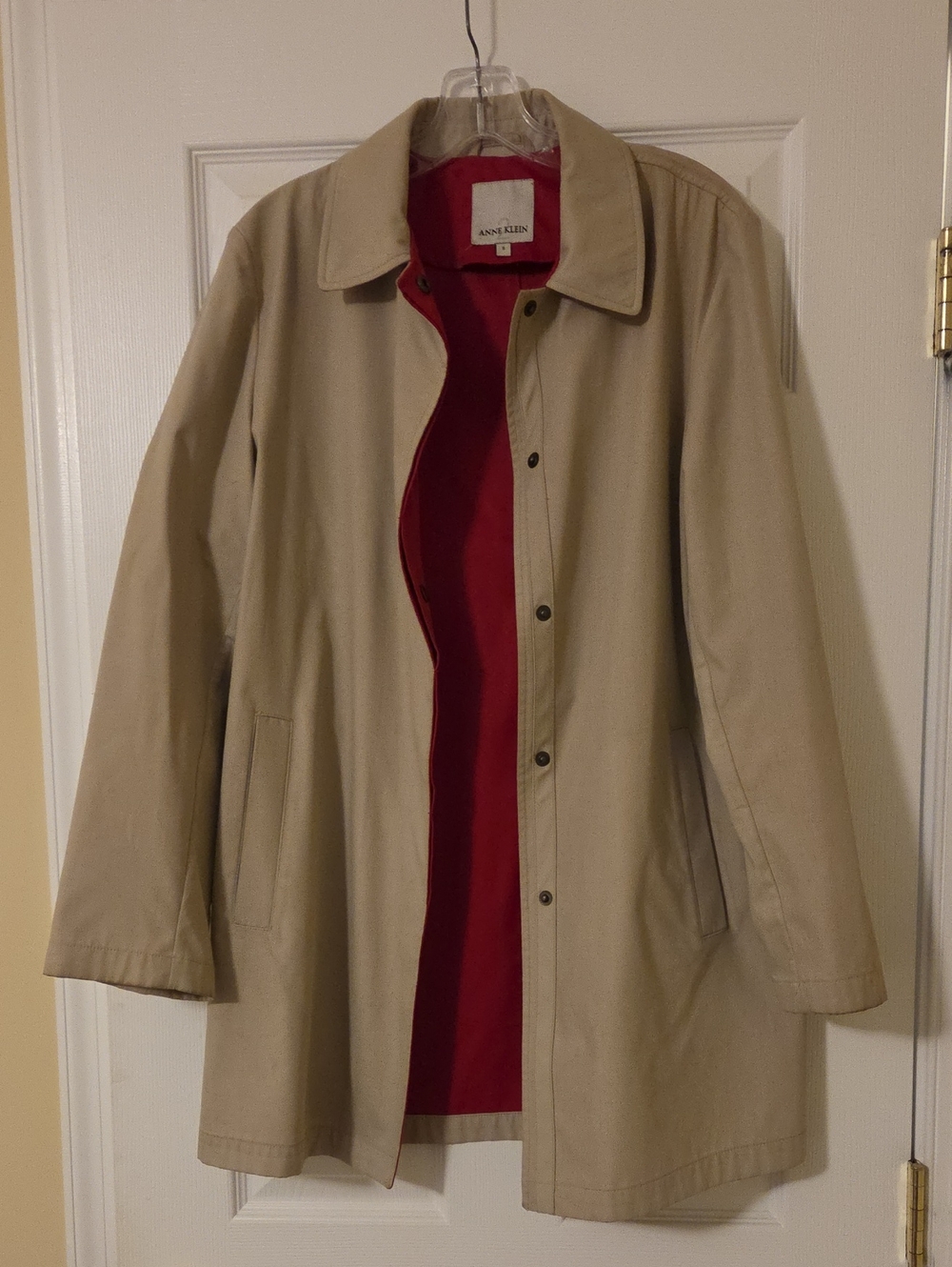 Anne Klein Beige Trench Coat with Red Lining